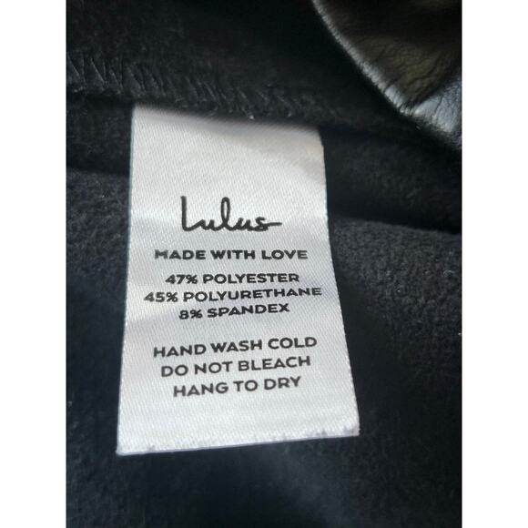 Lulus Black Vegan Leather Straight Leg High Waisted Pants Size Large A0008 - Picture 5 of 5